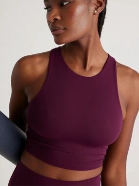 Quince Ultra-Form High-Neck Crop Top - Plum